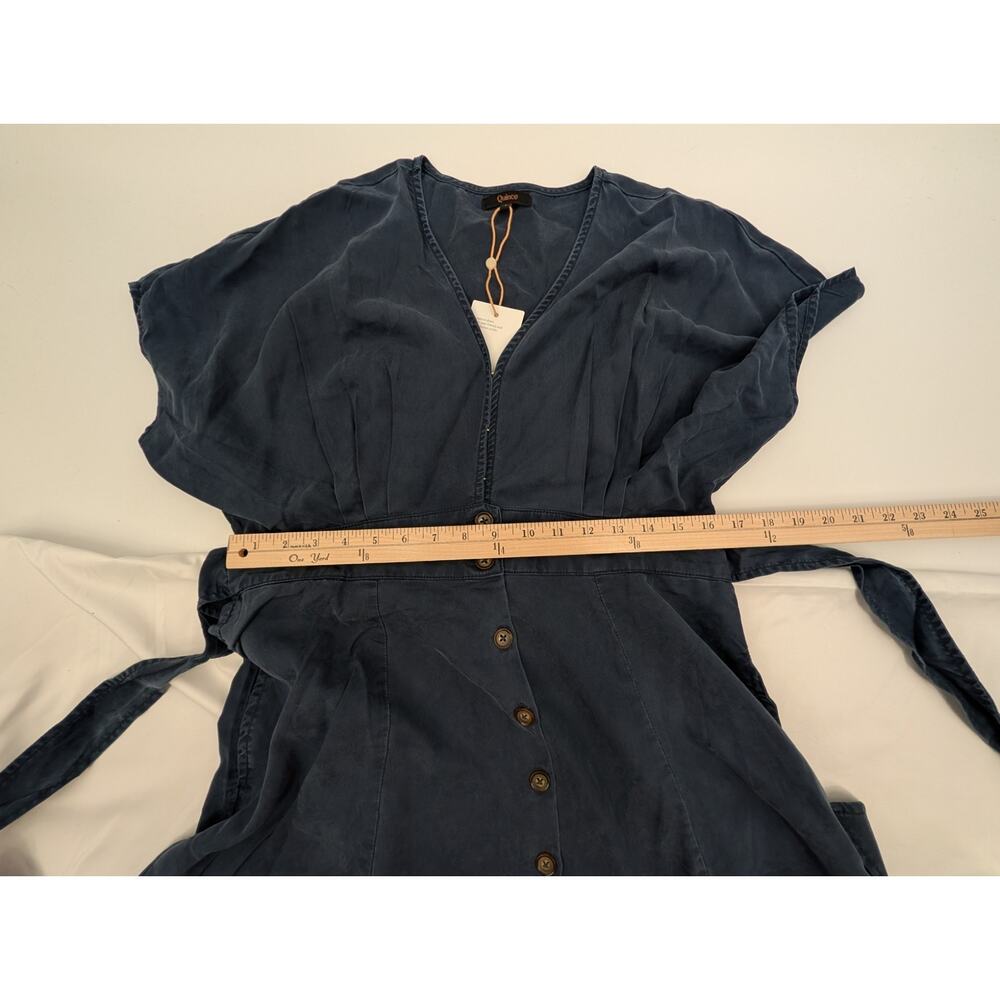 NWT Quince Vintage Wash Tencel Button Front Dress Midnight Blue L Office Career - Picture 5 of 10